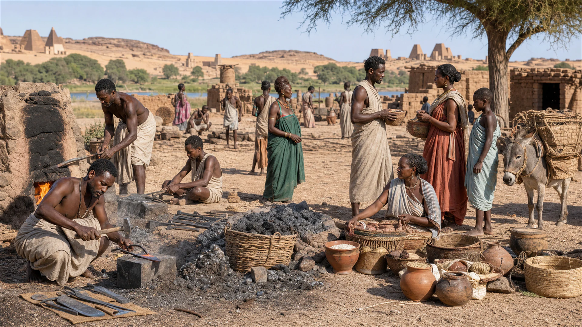 Interpretive reconstruction: Meroe ironwork and market