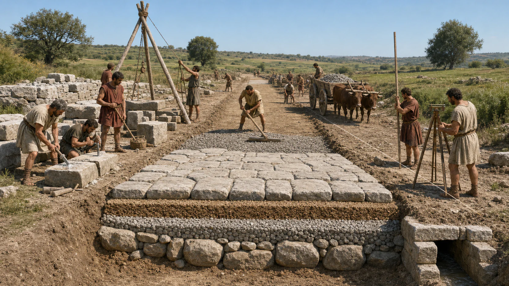 Interpretive reconstruction: Roman road construction